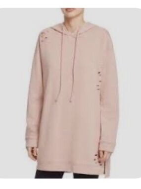 Lord & Taylor Design Lab Blush Pink  Distressed Oversized Sweatshirt Size S